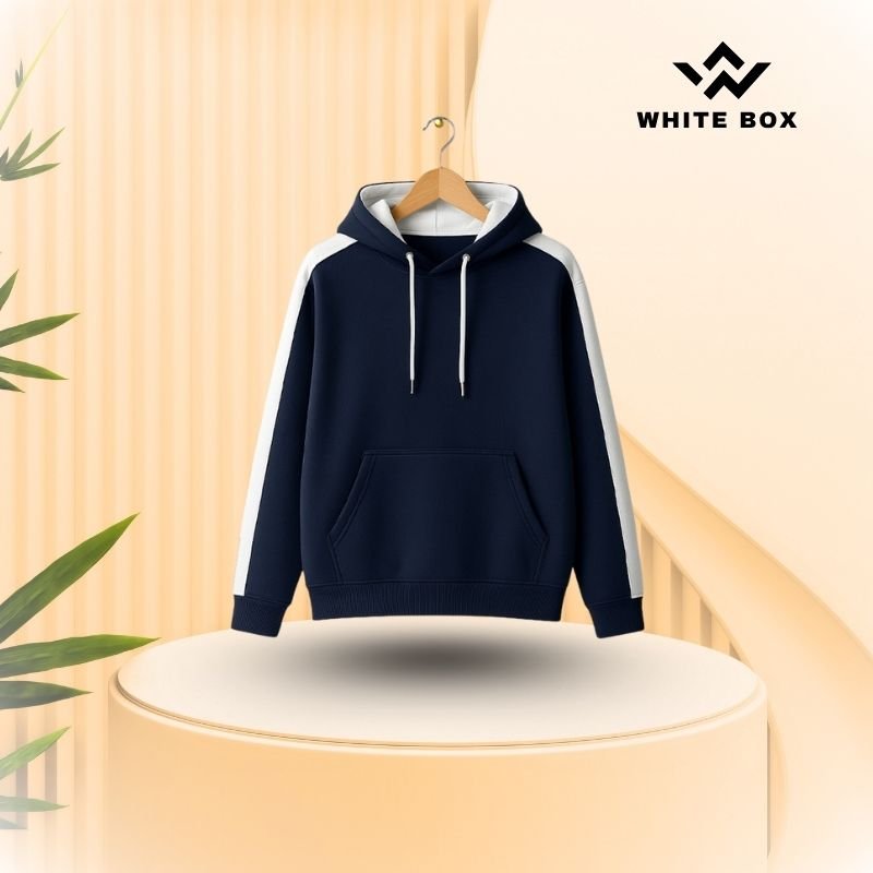 Black & White contrast Hoodie – Fleece Cotton